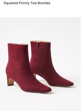 Loft Squared Pointy Toe Booties Boots Deep Burgundy Size 8 New